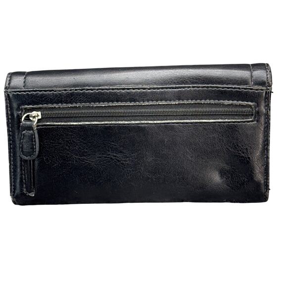 Etienne Aigner Vintage Soft Black Leather Silver Hardware Tri-Fold Wallet - Picture 3 of 7